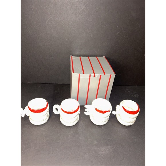 VTG Set of 4 Commodore Japan Noel Santa Faces Ceramic Mugs Hand Painted  1950's - Picture 7 of 13